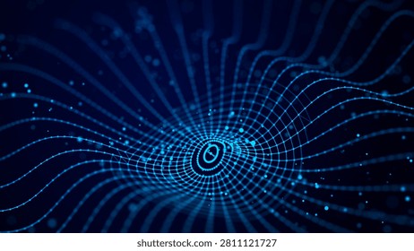 Digital waveform in the form of a jellyfish. 3D data transfer.