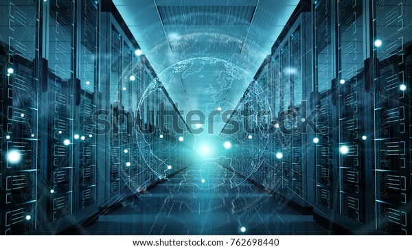 Digital White Earth Network Flying Over Stock Illustration 762698440 ...