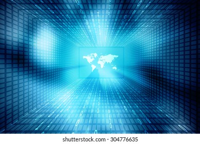 Digital world map , Globalization, Hi tech and synchronization