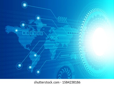 Digital world technology concept. abstract tech background. 3d illustration	
