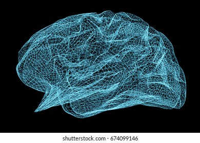 Digital x-ray human brain on black background 3D rendering
