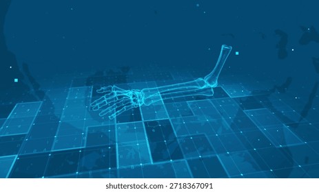 Digital X-ray Visualization of Human Forearm and Hand Bones on Futuristic Medical Interface