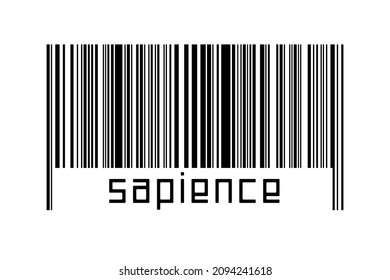Digitalization concept. Barcode of black horizontal lines with inscription sapience below.