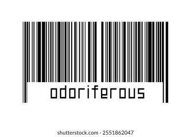 Digitalization concept. Barcode of black horizontal lines with inscription odoriferous below.