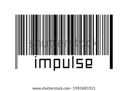 Digitalization concept. Barcode of black horizontal lines with inscription impulse below.