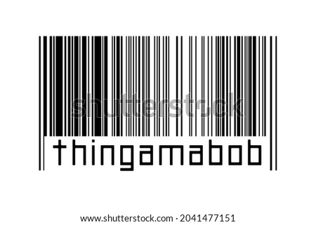 Digitalization concept. Barcode of black horizontal lines with inscription thingamabob below.