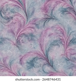 digitally created, abstract pattern that mimics the look of soft, flowing vegetation. The pattern features various swirling forms reminiscent of leaves and stems that intertwine and overlap,