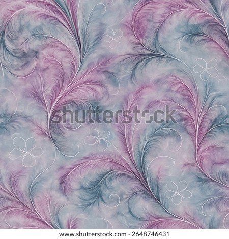 digitally created, abstract pattern that mimics the look of soft, flowing vegetation. The pattern features various swirling forms reminiscent of leaves and stems that intertwine and overlap,
