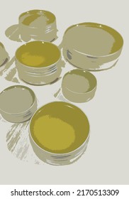 Digitally Created Illustration Of Multiple Sizes Balm Body Care