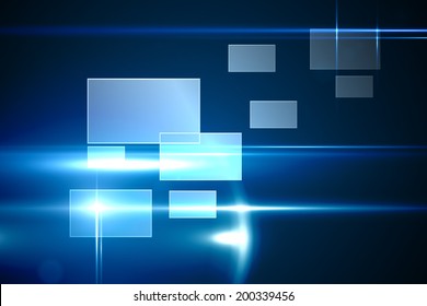 Digitally generated blue technology design with rectangles