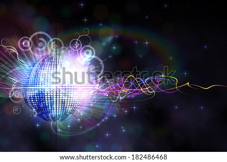 Digitally generated disco ball on black background