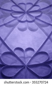 Digitally generated image of ceiling in pale violet color with flower / butterfly pattern. Abstract interior background composition. Architectural etude featuring classicism or baroque motif.