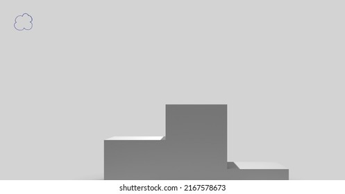 Digitally generated image of podium steps against copy space on grey background. sports and tournament concept