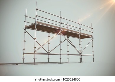 Digitally generated image of scaffoldings against grey background