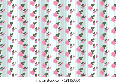 Digitally Generated Kitsch Floral Pattern Wallpaper With Roses