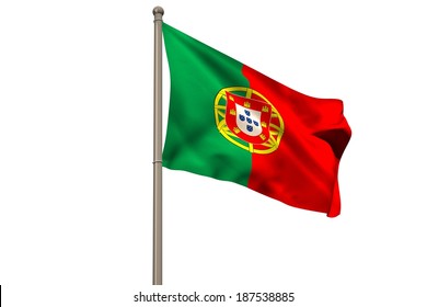 Digitally Generated Portugal National Flag On White Background