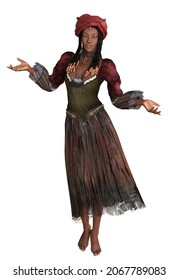 Digitally Rendered African Witch, Voodoo Shaman Woman, 3D Illustration.