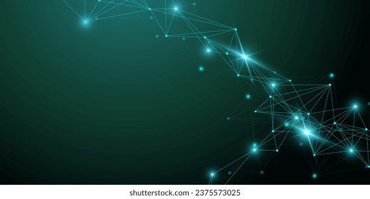 Digits abstract background with connected lines and dots, wave flow. Digital neural networks. Network and connection background for your presentation. Graphic polygonal background illustration