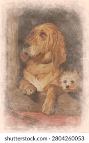 Dignity and Impudence by Sir Edwin Landseer (1877), Landseer's dog painting of a bloodhound and a terrier.