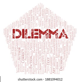 Dilemma typography word cloud create with the text only
