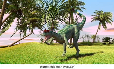 Dilophosaurus In Savanna