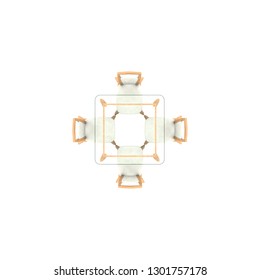 Dining Table and chairs top view and overhead view isolated on white background perfect for use for 2d colour floor plans or design projects