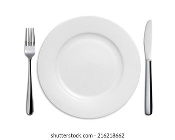 Empty Plate Fork Knife Isolated Over Stock Photo 113847565 | Shutterstock