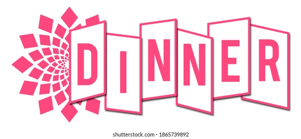 Dinner text written over pink background.