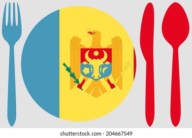 Dinnerware With The Flag Of Moldova