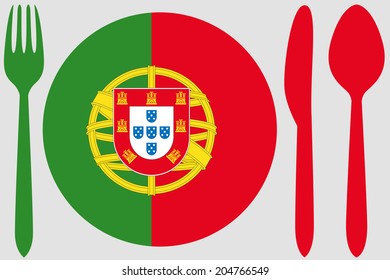 Dinnerware With The Flag Of Portugal