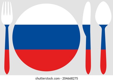 Dinnerware With The Flag Of Russia