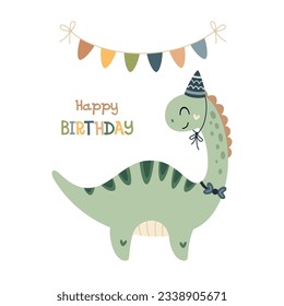 Dinosaur Birthday cards. Cute dinosaur card for Birthday boy party. Raster illustration - Powered by Shutterstock