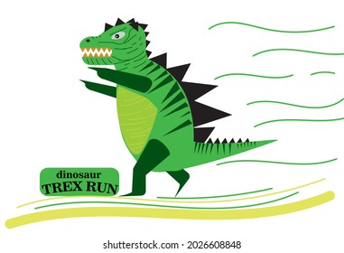 Dinosaur Cartoon Illustration Of Cute TREX Running