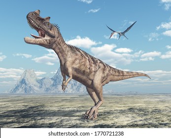 Dinosaur Ceratosaurus in a landscape
Computer generated 3D illustration