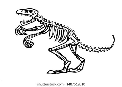 Dinosaur Fossil Cartoon Illustration Drawing Stock Illustration