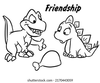 Dinosaur Meat Gift Friendship Coloring Page Stock Illustration ...