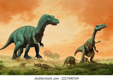 Dinosaur In Prehistoric Forest Scene