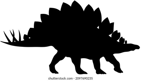 Dinosaur Silhouette. Stegosaurus. Dino. Isolated Illustration Of A Dinosaur.