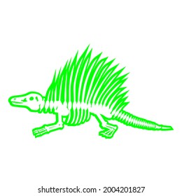 Dinosaur skeleton dimetrodon drawing on white background