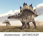 Dinosaur Stegosaurus in a landscape
Computer generated 3D illustration