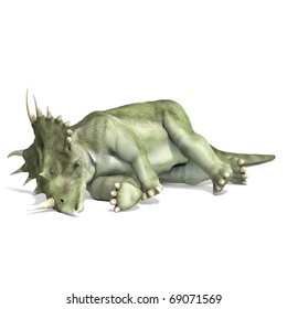 Dinosaur Styracosaurus. 3D rendering with clipping path and shadow over white
