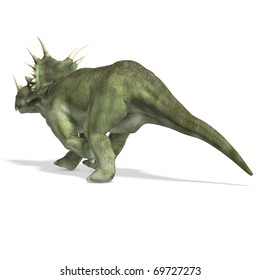 Dinosaur Styracosaurus. 3D rendering with clipping path and shadow over white