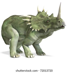 Dinosaur Styracosaurus. 3D rendering with clipping path and shadow over white