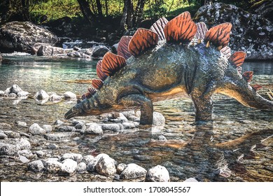 Dinosaurs Befor Extinction Due To Asteroid - 3d Rendering