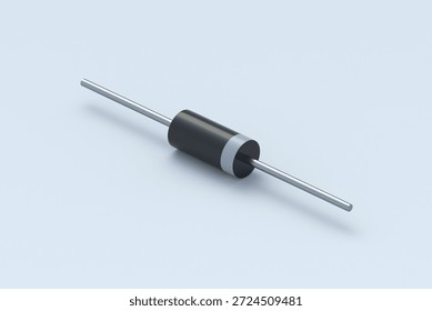 Diode on light gray background. Electronic component. 3d render