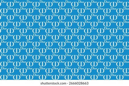 Dior seamless geometric pattern on white and blue background