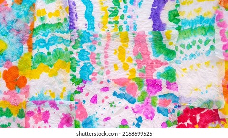 Dip Dye Texture. Colorful Psychedelic Silk. Isolated Element. White Art Paintbrush. Wedding Drawing. Floral Layout. Clean Beautiful Patchwork. Rainbow Dip Dye Texture.