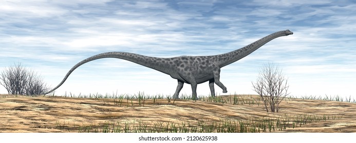 Diplodocus dinosaur in the desert - 3D render