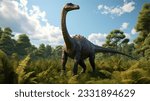 Diplodocus: Extremely long neck and tail, bulky body, four sturdy legs, herbivore