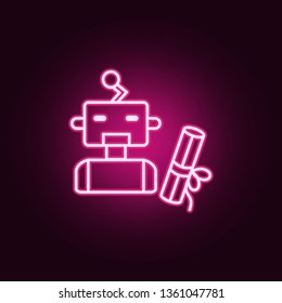 Diploma Artificial Intelligence Robot Neon Icon. Elements Of Artifical Intelligence Set. Simple Icon For Websites, Web Design, Mobile App, Info Graphics